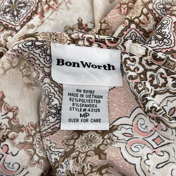 Bon Worth Tops Tan Lightweight Silky V Neck Blouse Bon Worth Sz Mp